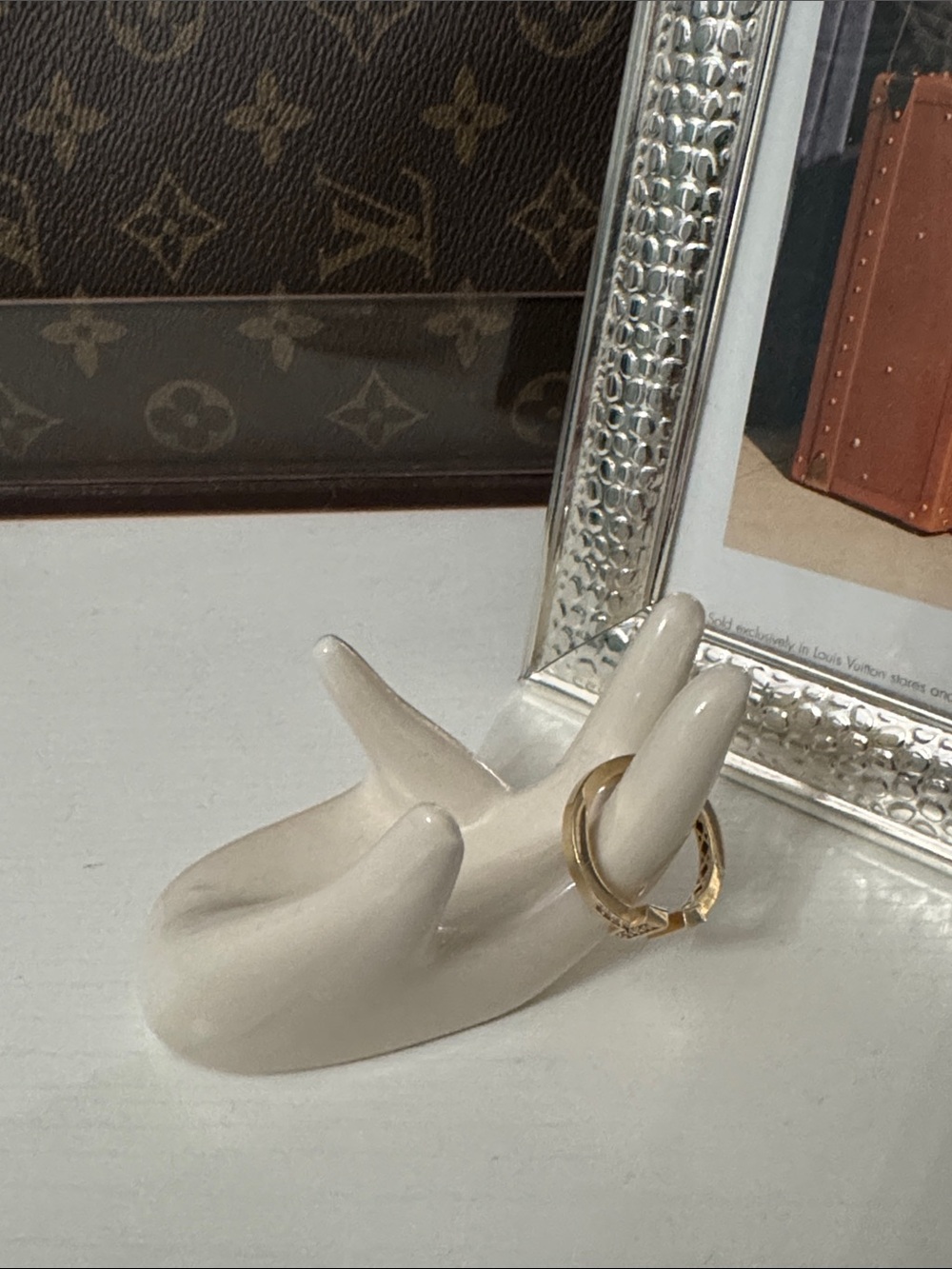 Ceramic Hand Ring Holder - Cream